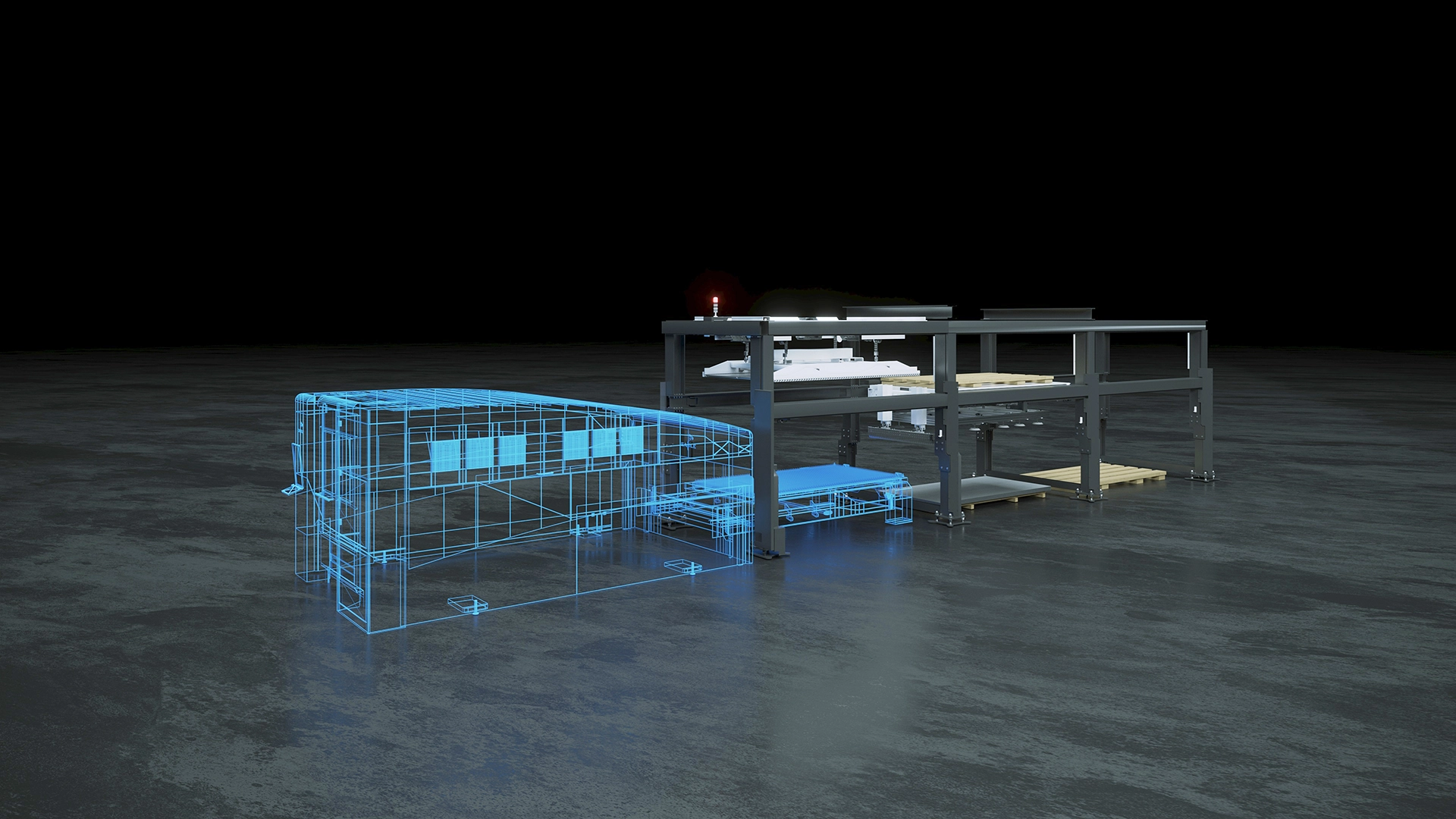 Render of automation system Eagle CRANEmasterLinearExtended