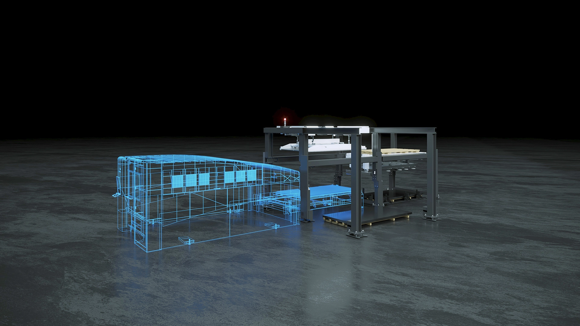 Render of automation system Eagle CraneMasterExtendedCross